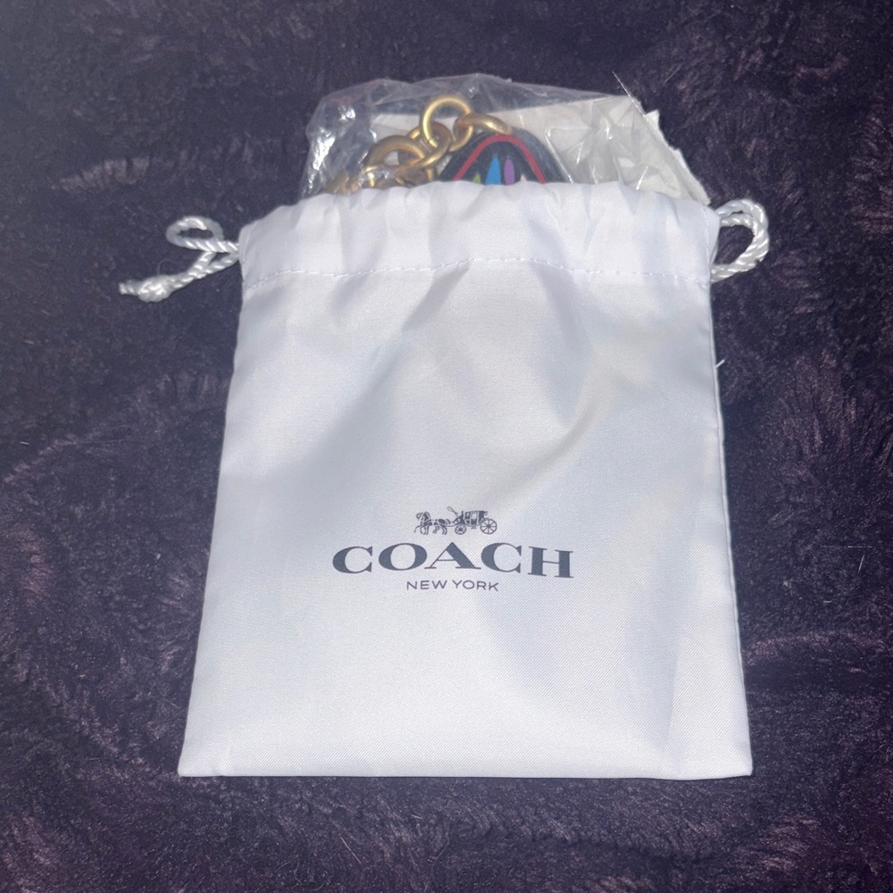 Coach Multicolor 'Roll With It' Triangle Keychain with Gold Hardware - Picture 3 of 3